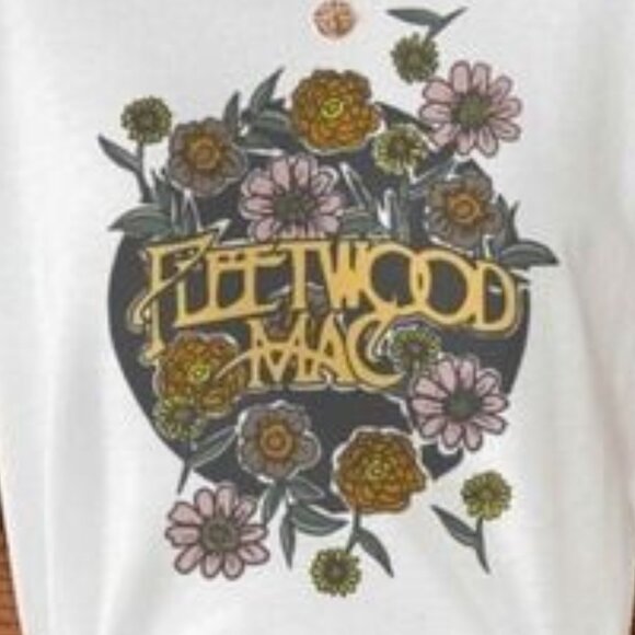 White Fleetwood Mac Stevie Nicks Floral Bella Canvas Relaxed Music Band Boho Tee - Picture 2 of 3